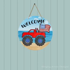 Welcome Lifted Truck Round Door Hanger